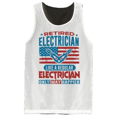 Retired Electrician Regular Electrician Only Way Happier Mesh Reversible Basketball Jersey Tank