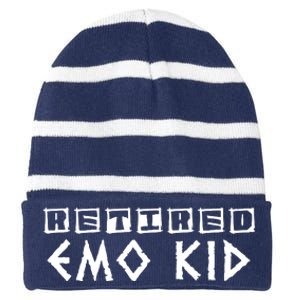 Retired Emo Striped Beanie with Solid Band