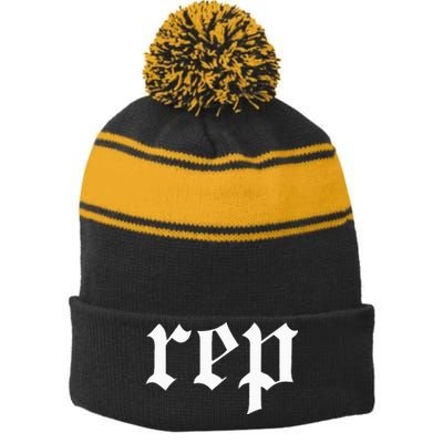 rep expression Stripe Pom Pom Beanie