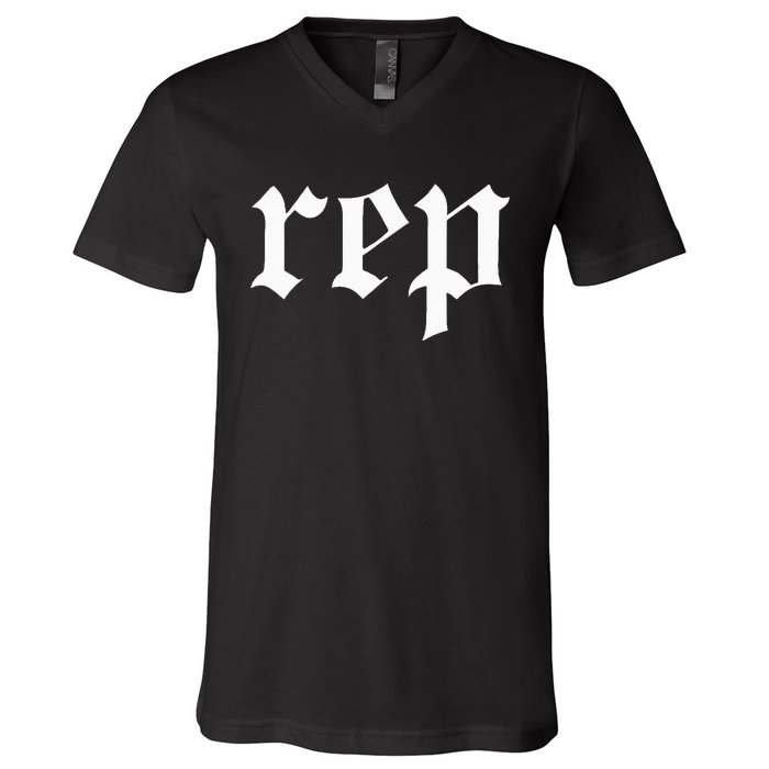 rep expression V-Neck T-Shirt