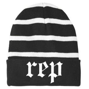 rep expression Striped Beanie with Solid Band