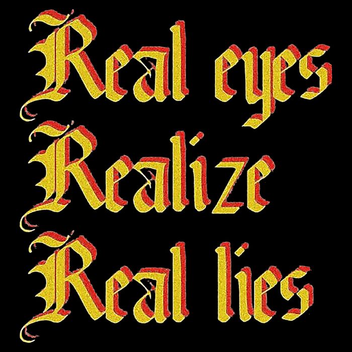 Real Eyes Realize Real Lies Old English Typography Drawstring Bag