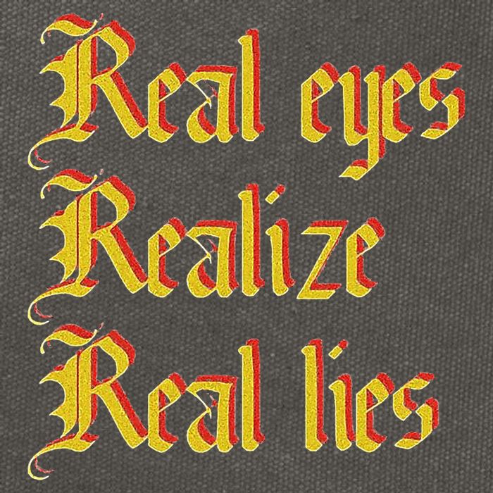 Real Eyes Realize Real Lies Old English Typography Cotton Canvas Backpack