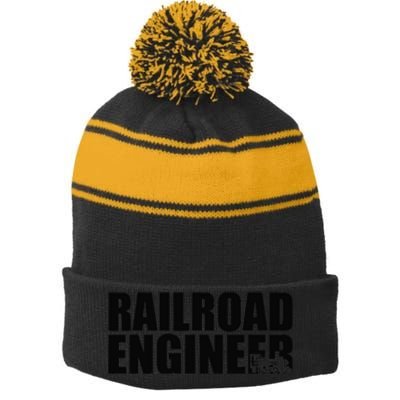 Railroad Engineer Stripe Pom Pom Beanie