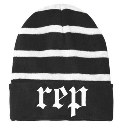 Rep Expression Striped Beanie with Solid Band