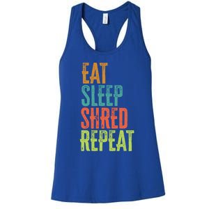 Retro Eat Sleep Shred Repeat Snowboarding Surfing Gym Music Gift Women's Racerback Tank