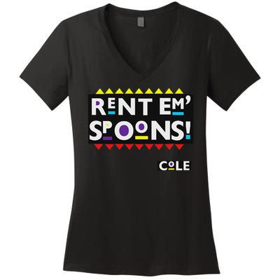 Rent Em Spoons, 90's Black Sitcom Lover, Urban Clothing Women's V-Neck T-Shirt