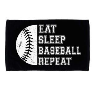 Retro Eat Sleep Baseball Repeat Baseball Player Microfiber Hand Towel