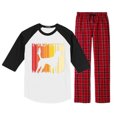 Retro English Setter Dog Merry Christmas Gift Raglan Sleeve Pajama Set