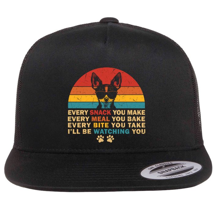 Retro Every Snack You Make Funny Chihuahua Dog Lover Owner Meaningful Gift Flat Bill Trucker Hat