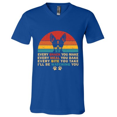 Retro Every Snack You Make Funny Chihuahua Dog Lover Owner Meaningful Gift V-Neck T-Shirt