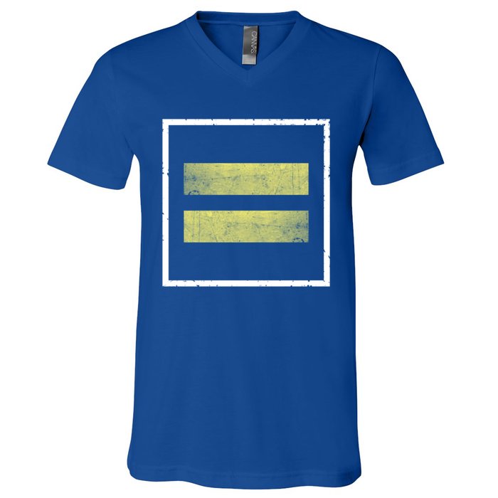 Retro Equal Sign Equality Ll Hu Rights Gift V-Neck T-Shirt