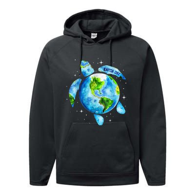 Restore Earth Sea Turtle Art Save The Planet Performance Fleece Hoodie