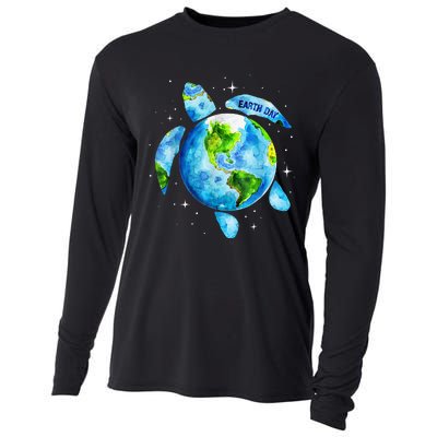 Restore Earth Sea Turtle Art Save The Planet Cooling Performance Long Sleeve Crew