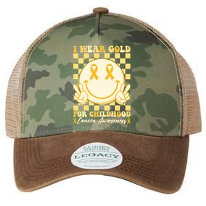 Retro Emoji Smiley I Wear Gold For Childhood Cancer Awareness Legacy Tie Dye Trucker Hat