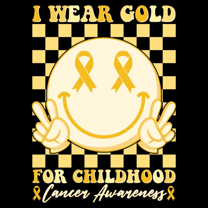 Retro Emoji Smiley I Wear Gold For Childhood Cancer Awareness Tall T-Shirt