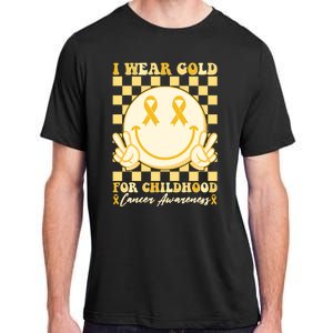 Retro Emoji Smiley I Wear Gold For Childhood Cancer Awareness Adult ChromaSoft Performance T-Shirt