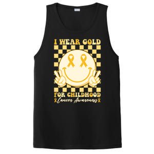 Retro Emoji Smiley I Wear Gold For Childhood Cancer Awareness PosiCharge Competitor Tank