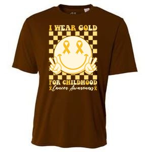 Retro Emoji Smiley I Wear Gold For Childhood Cancer Awareness Cooling Performance Crew T-Shirt