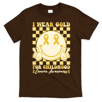 Retro Emoji Smiley I Wear Gold For Childhood Cancer Awareness T-Shirt
