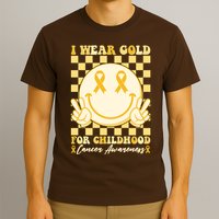 Retro Emoji Smiley I Wear Gold For Childhood Cancer Awareness T-Shirt