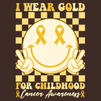 Retro Emoji Smiley I Wear Gold For Childhood Cancer Awareness T-Shirt