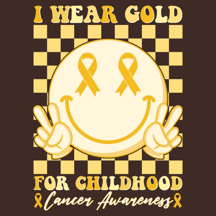 Retro Emoji Smiley I Wear Gold For Childhood Cancer Awareness T-Shirt