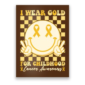 Retro Emoji Smiley I Wear Gold For Childhood Cancer Awareness Poster