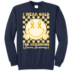 Retro Emoji Smiley I Wear Gold For Childhood Cancer Awareness Sweatshirt