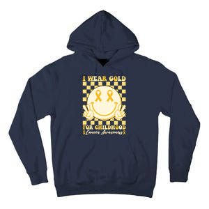 Retro Emoji Smiley I Wear Gold For Childhood Cancer Awareness Tall Hoodie