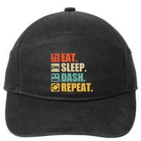 Retro Eat Sleep Dash Repeat Video Game Gift 7-Panel Snapback Hat