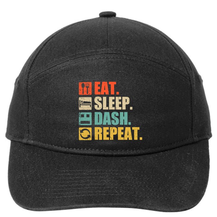 Retro Eat Sleep Dash Repeat Video Game Gift 7-Panel Snapback Hat