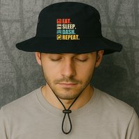 Retro Eat Sleep Dash Repeat Video Game Gift Bucket Hat