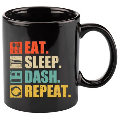 Retro Eat Sleep Dash Repeat Video Game Gift 11oz C Handle Ceramic Mug