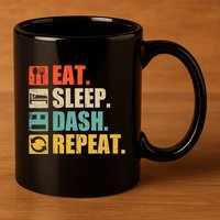 Retro Eat Sleep Dash Repeat Video Game Gift 11oz C Handle Ceramic Mug