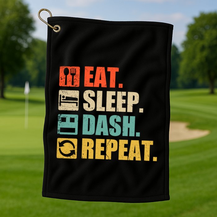 Retro Eat Sleep Dash Repeat Video Game Gift Golf Towel