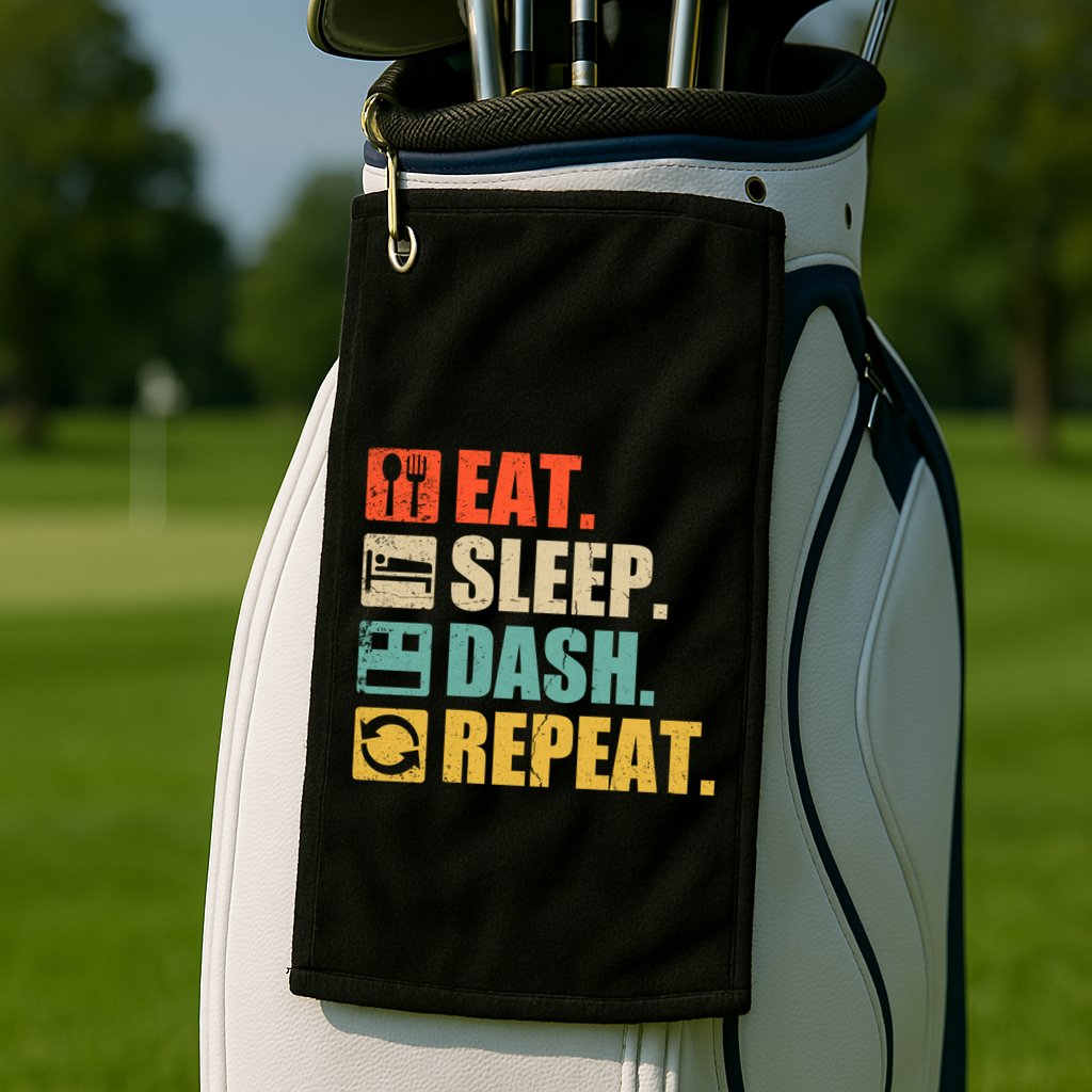 Retro Eat Sleep Dash Repeat Video Game Gift Golf Towel