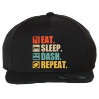 Retro Eat Sleep Dash Repeat Video Game Gift Wool Snapback Cap