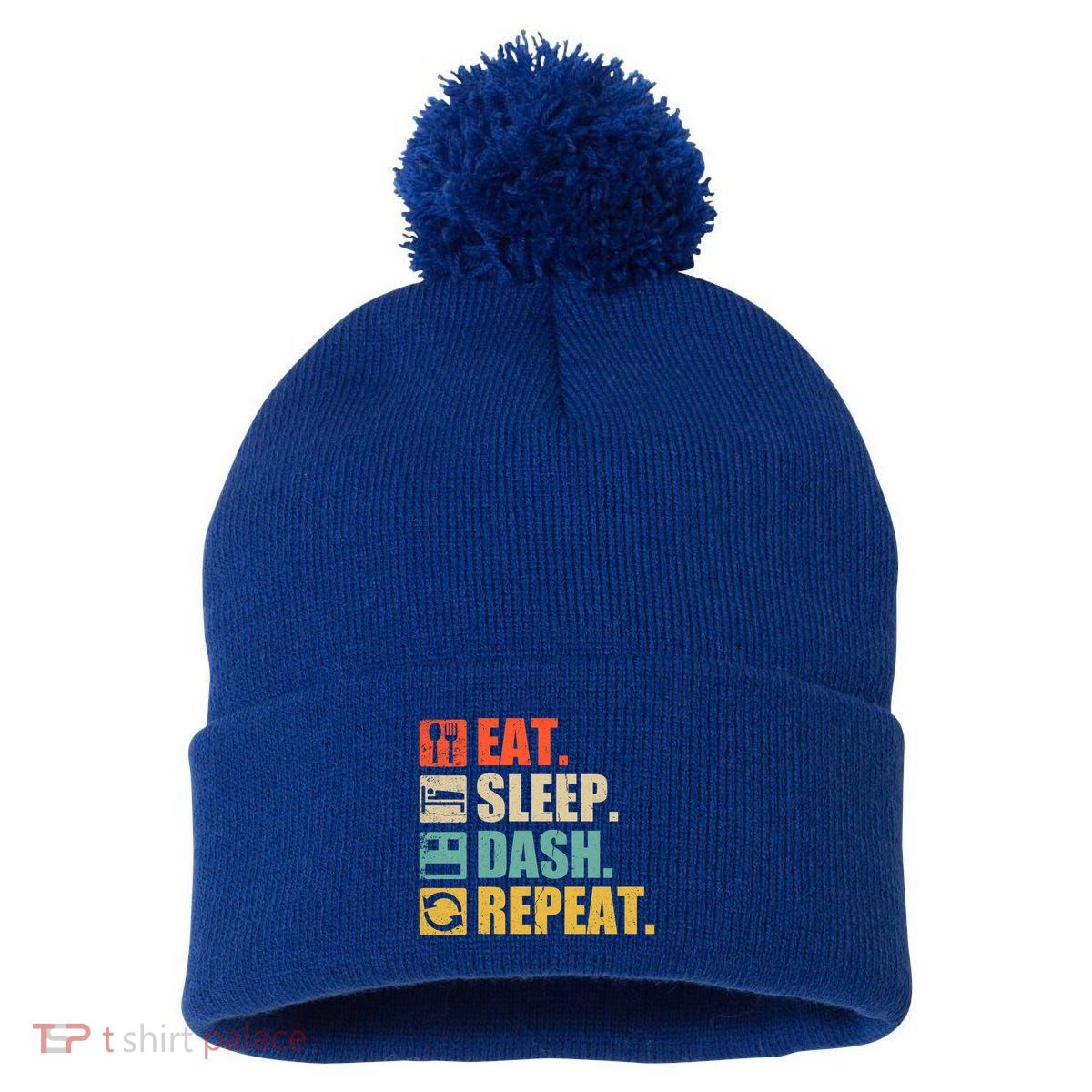 Retro Eat Sleep Dash Repeat Video Game Gift Pom Pom 12in Knit Beanie