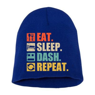 Retro Eat Sleep Dash Repeat Video Game Gift Short Acrylic Beanie