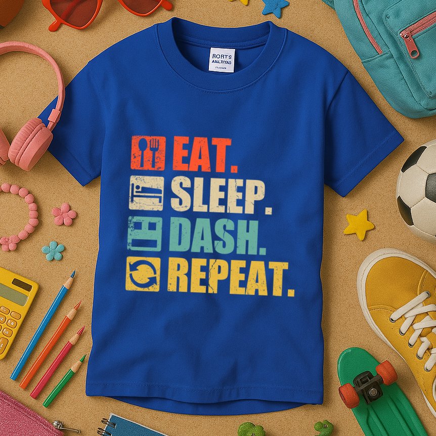Retro Eat Sleep Dash Repeat Video Game Gift Kids T-Shirt