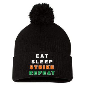 Rattler Eat Sleep Strike Repeat Pom Pom 12in Knit Beanie