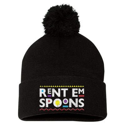 Rent Em Spoons 90S Style African Pom Pom 12in Knit Beanie