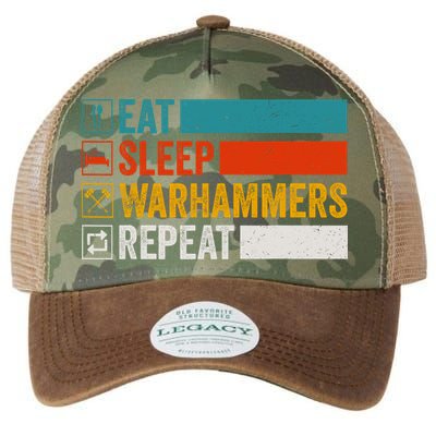 Retro Eat Sleep Warhammers Repeat Funny Gamer Video Gaming Legacy Tie Dye Trucker Hat