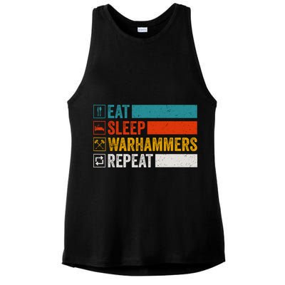 Retro Eat Sleep Warhammers Repeat Funny Gamer Video Gaming Ladies PosiCharge Tri-Blend Wicking Tank