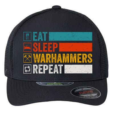 Retro Eat Sleep Warhammers Repeat Funny Gamer Video Gaming Flexfit Unipanel Trucker Cap