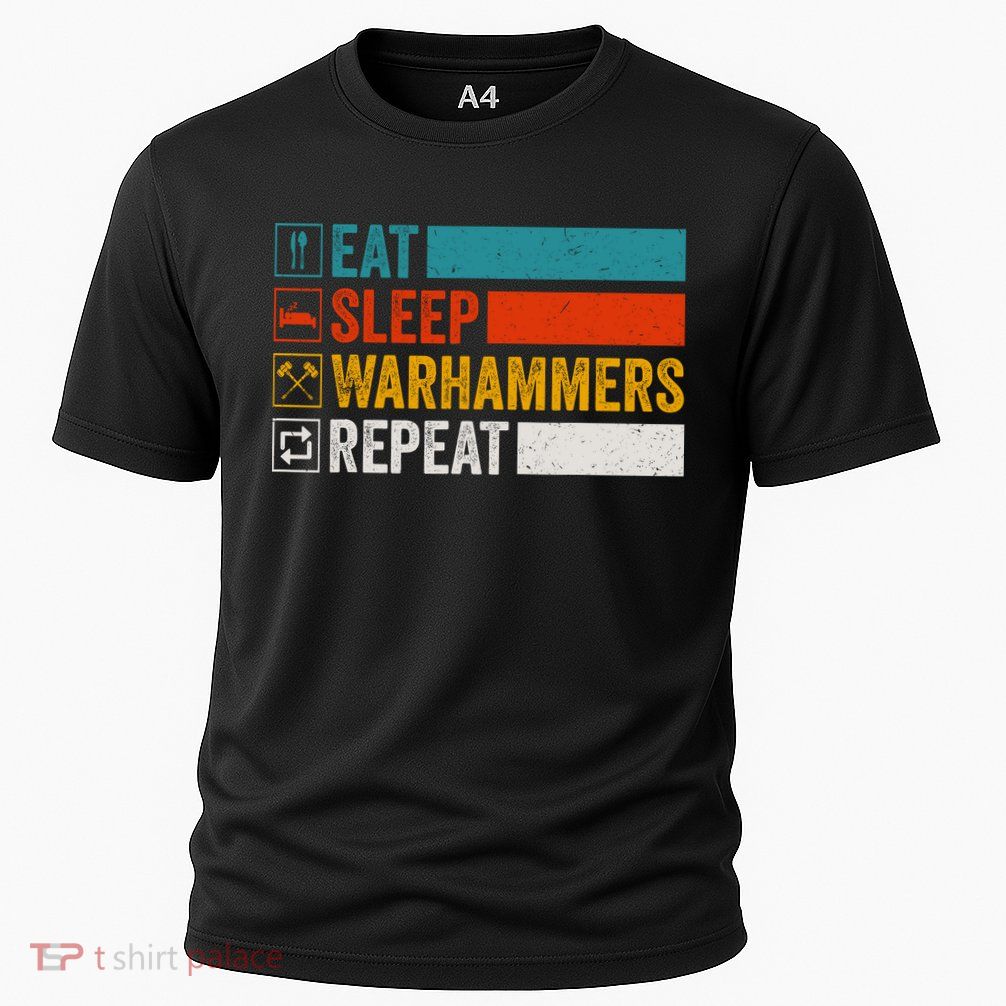 Retro Eat Sleep Warhammers Repeat Funny Gamer Video Gaming Performance Shirt