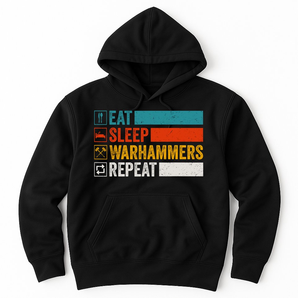 Retro Eat Sleep Warhammers Repeat Funny Gamer Video Gaming Hoodie
