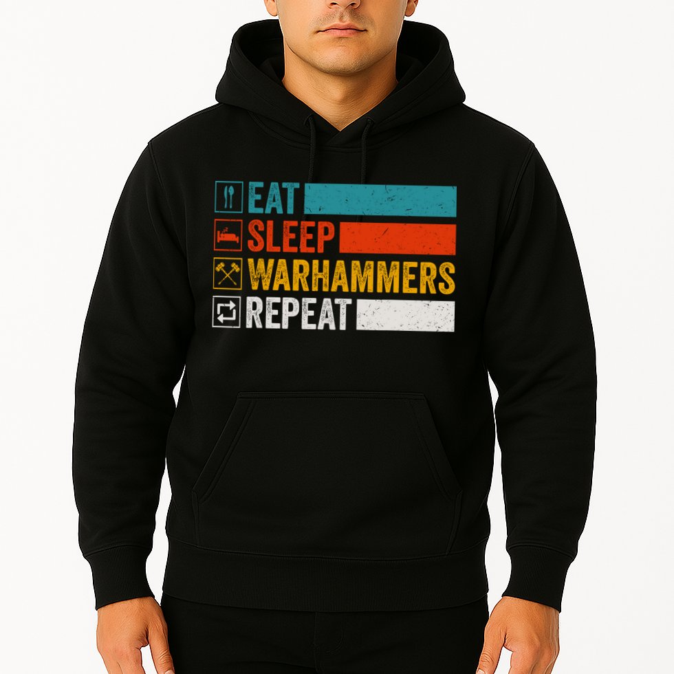 Retro Eat Sleep Warhammers Repeat Funny Gamer Video Gaming Hoodie