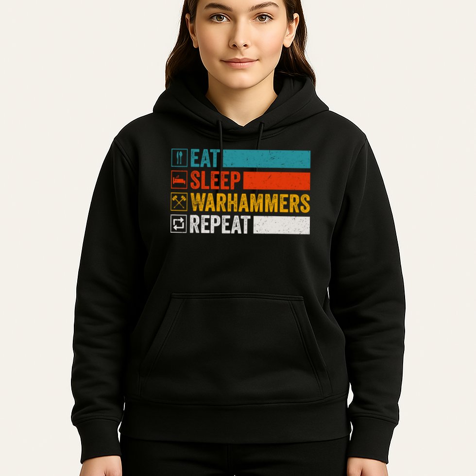 Retro Eat Sleep Warhammers Repeat Funny Gamer Video Gaming Hoodie